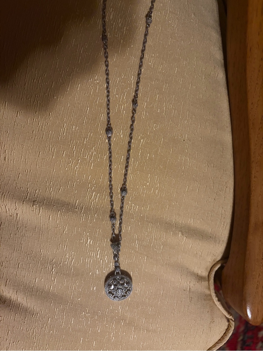 Judith Ripka Sterling Silver 925 CZ Filigree Pendant Necklace Station Chain